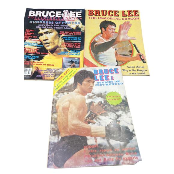 Bruce Lee Other - 🥋 Bruce Lee Vintage Book Lot x3 Immortal Dragon + Photos + Jeet Kune Do Martial